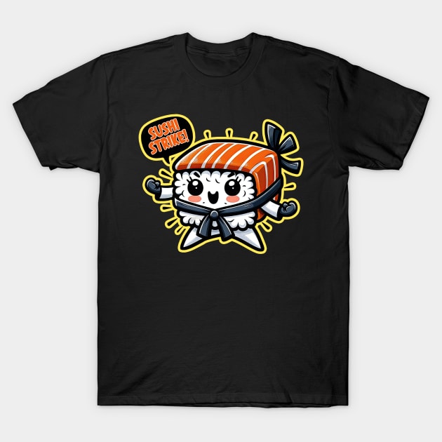 Sushi Strike: Kawaii Chibi Roll Out T-Shirt by KUH-WAI-EE